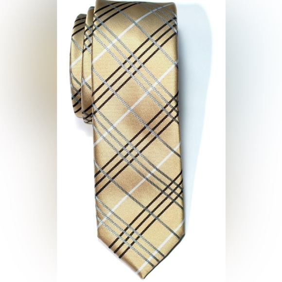 Tartan Plaid Check Styles Woven Microfiber Skinny Tie - Picture 1 of 3